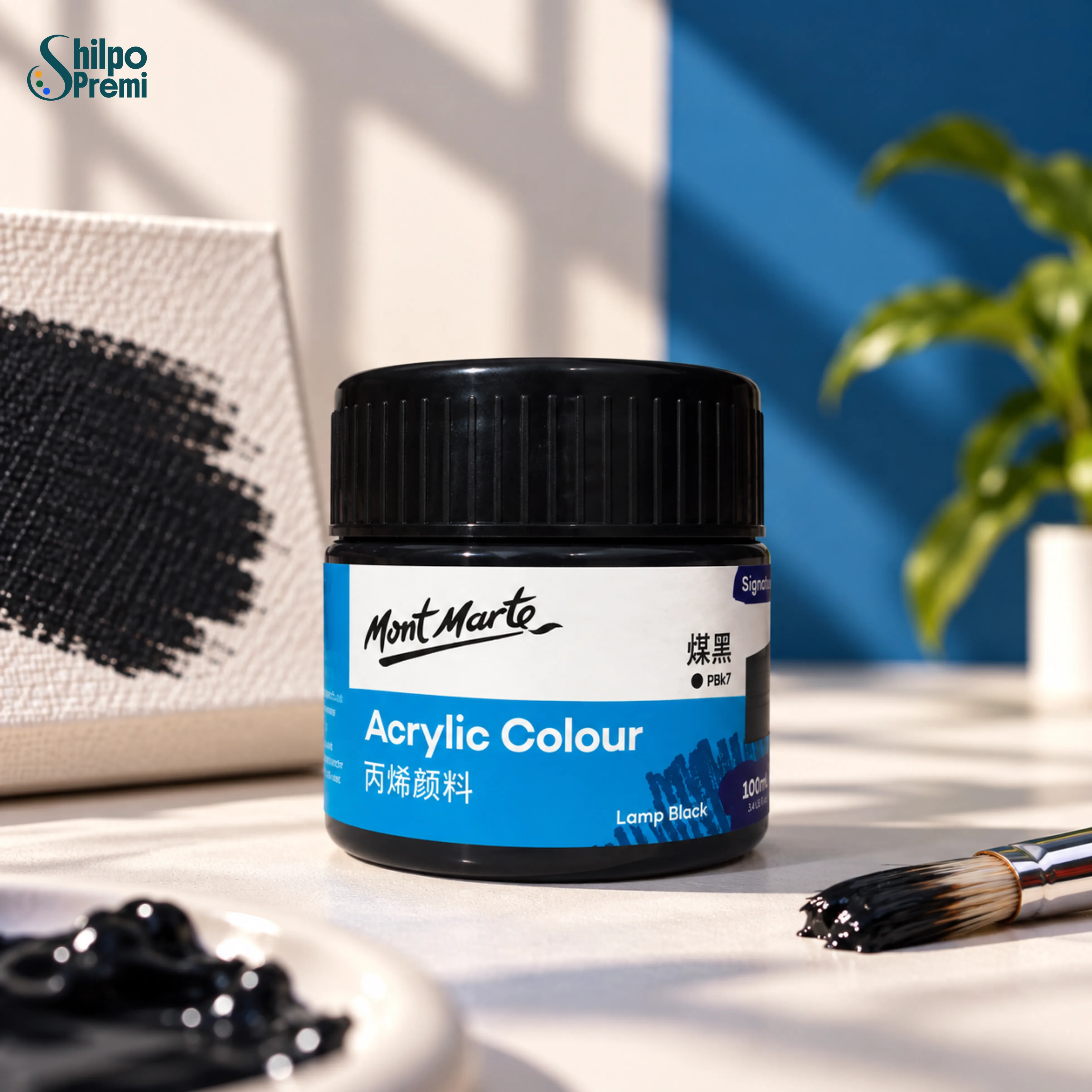 Mont Marte Acrylic Colour Paint Signature – Lamp Black, 100ml