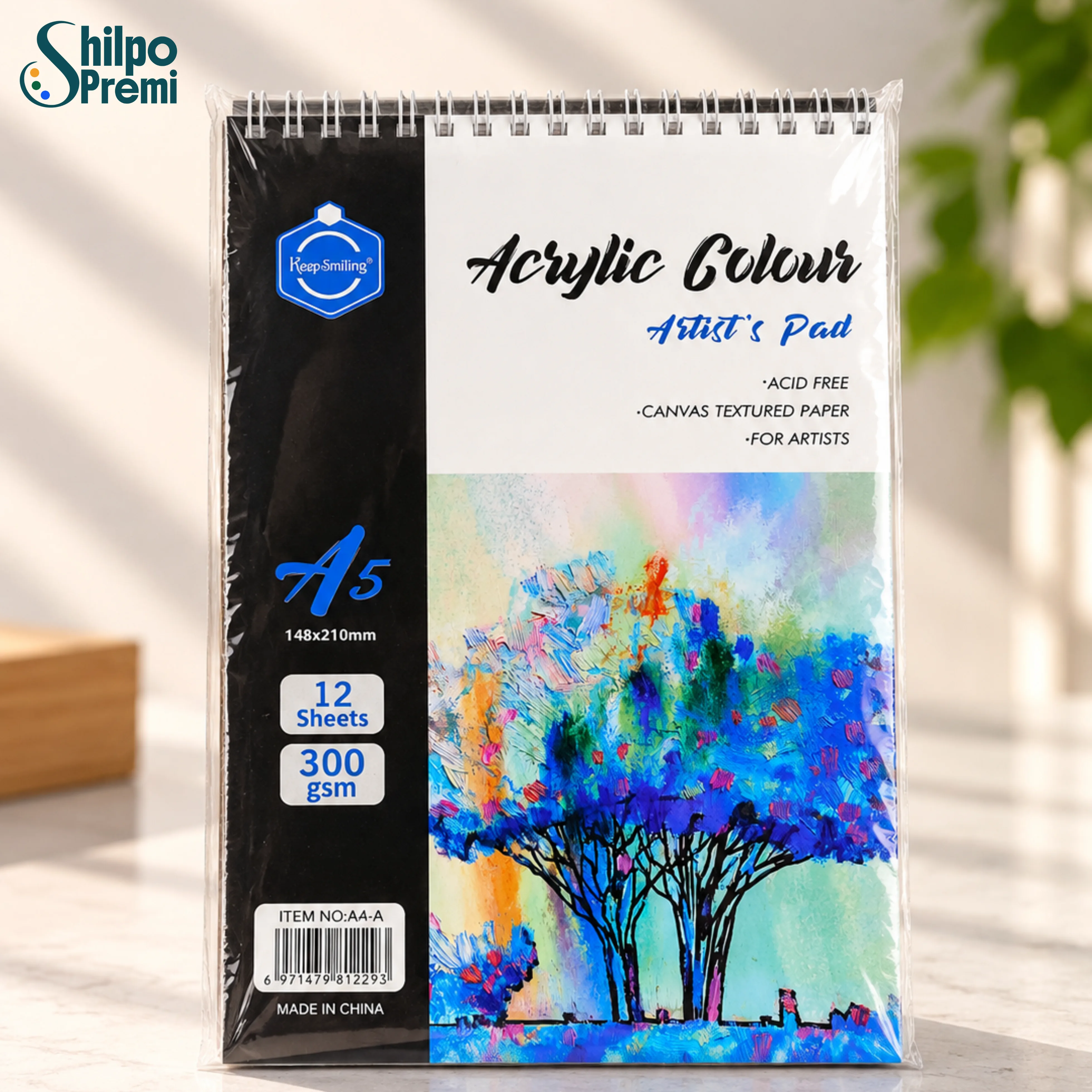 Keep Smiling Acrylic Colour Artist's Pad A5 – 300 GSM, 12 Sheets