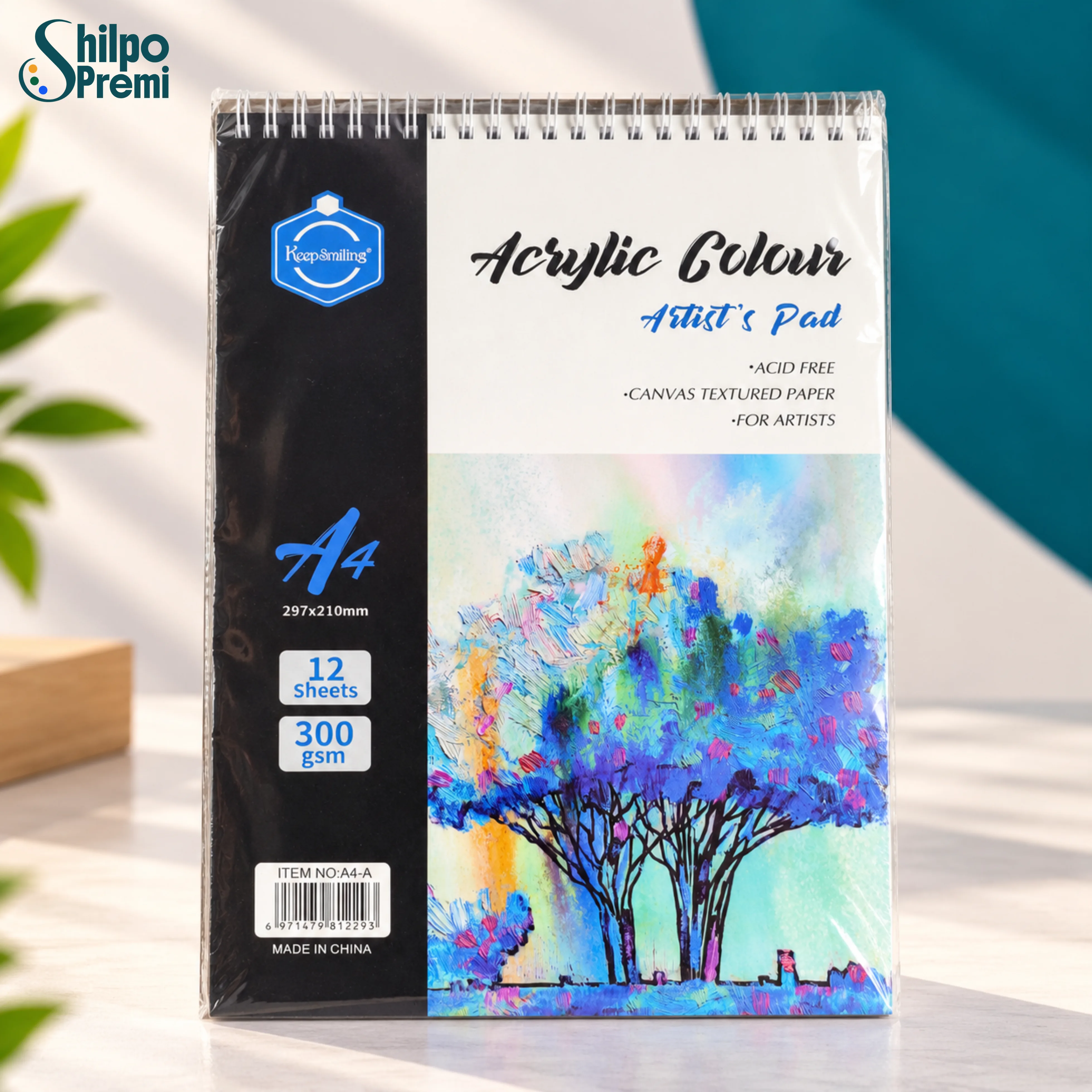 Keep Smiling Acrylic Colour Artist's Pad A4 – 300 GSM, 12 Sheets