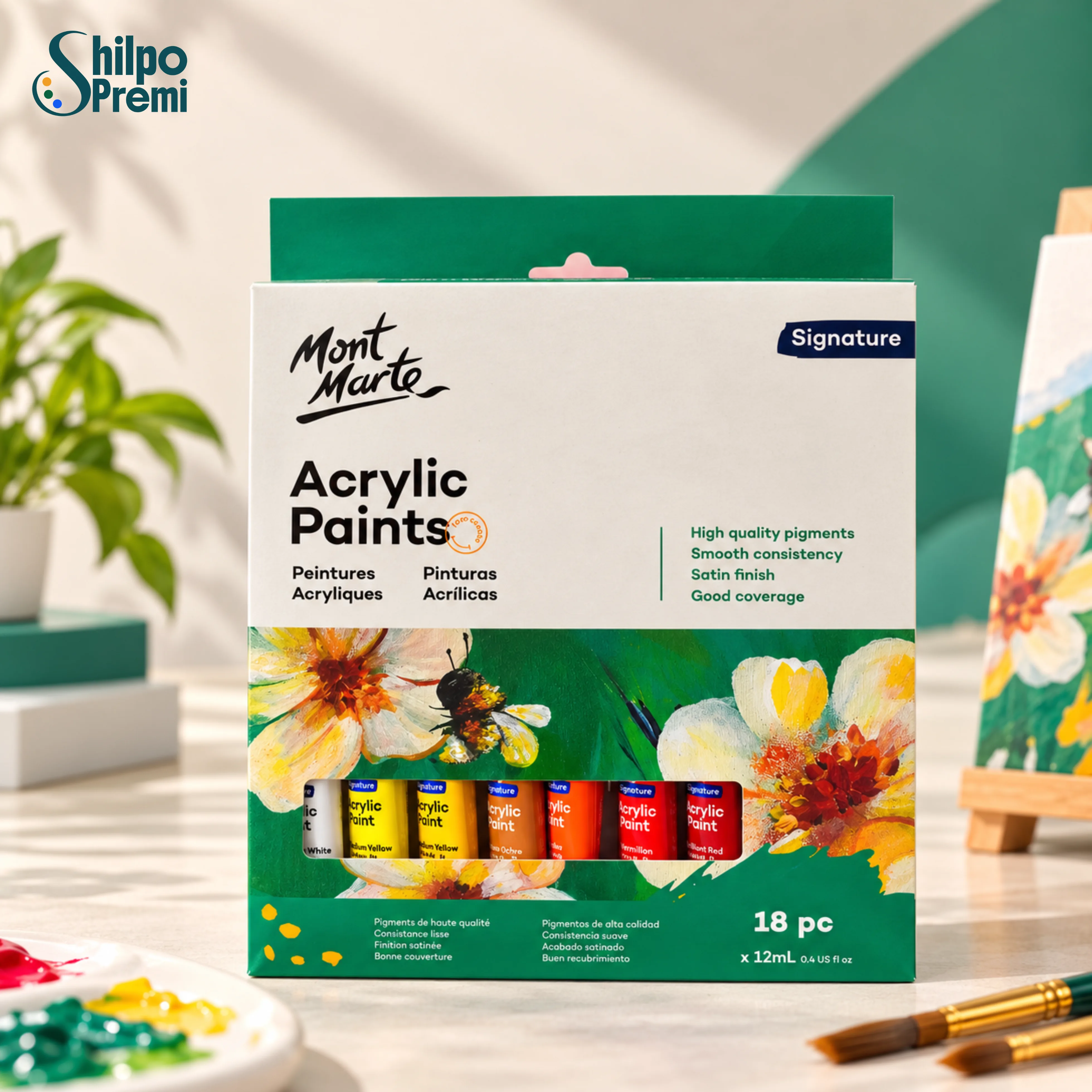 Mont Marte Signature Acrylic Paints Set – 18 × 12ml
