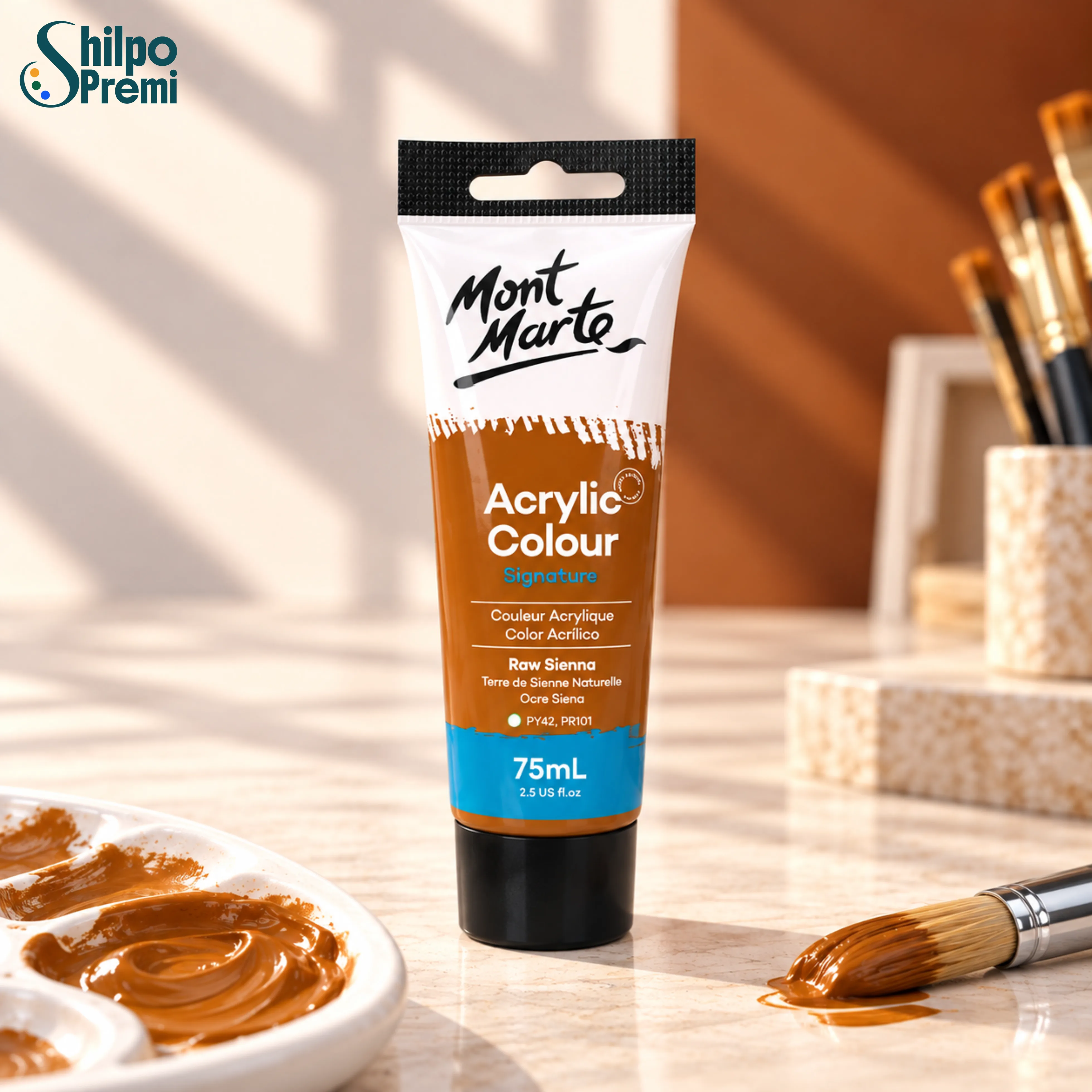 Mont Marte Acrylic Colour Paint Signature – Raw Sienna, 75ml Tube