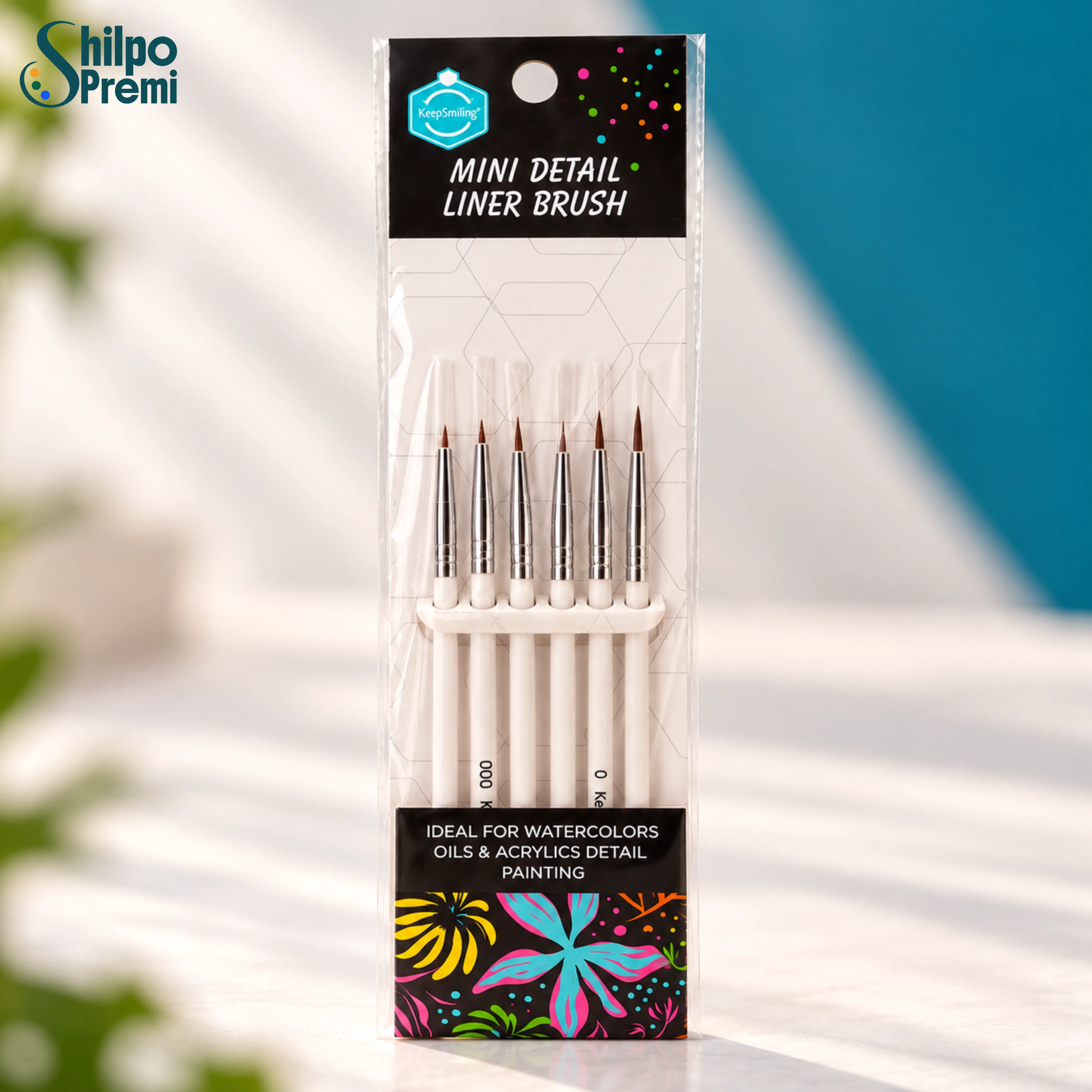 Keep Smiling Mini Detail Liner Brush Set – 6 Pcs (White Handles)
