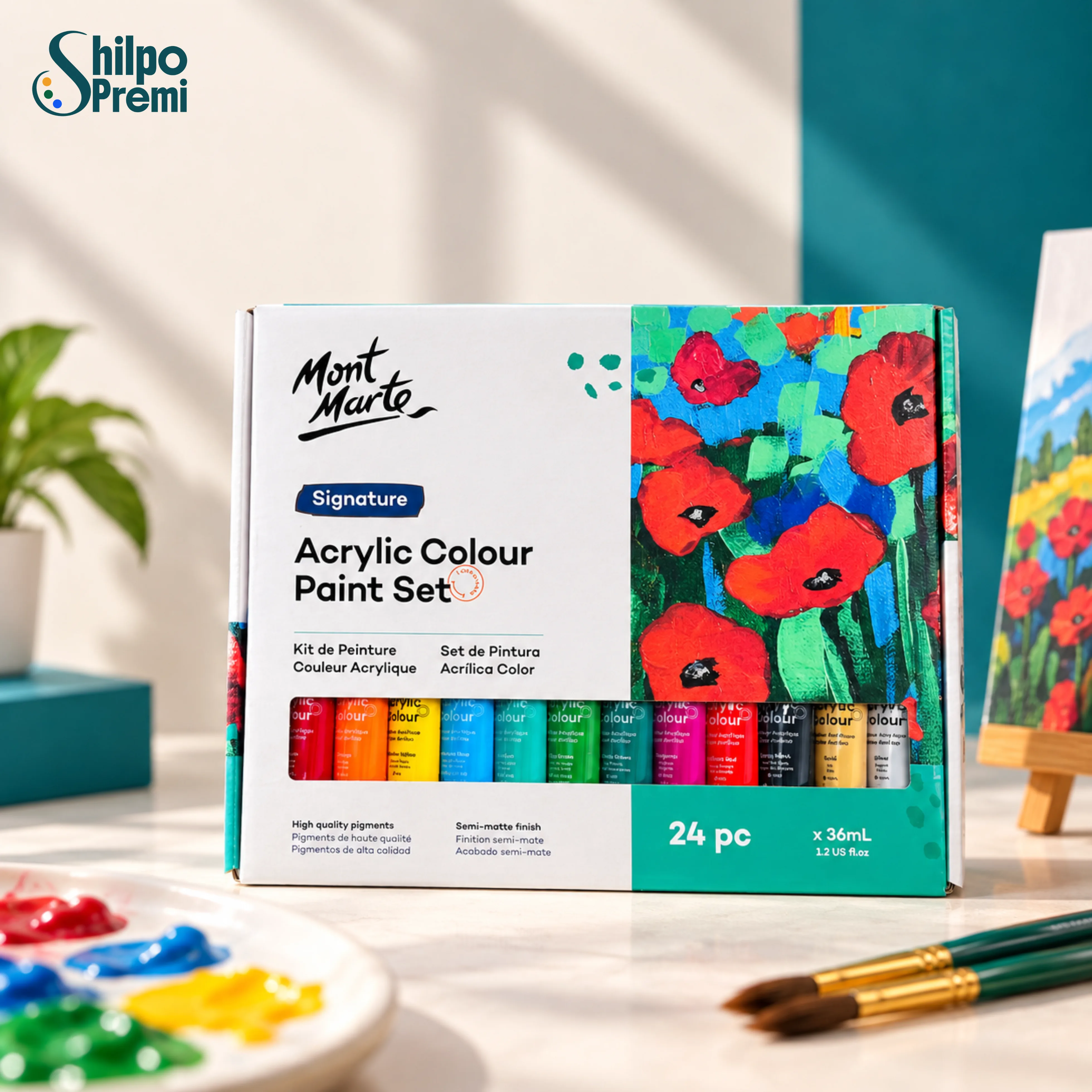 Mont Marte Signature Acrylic Colour Paint Set – 24 × 36ml