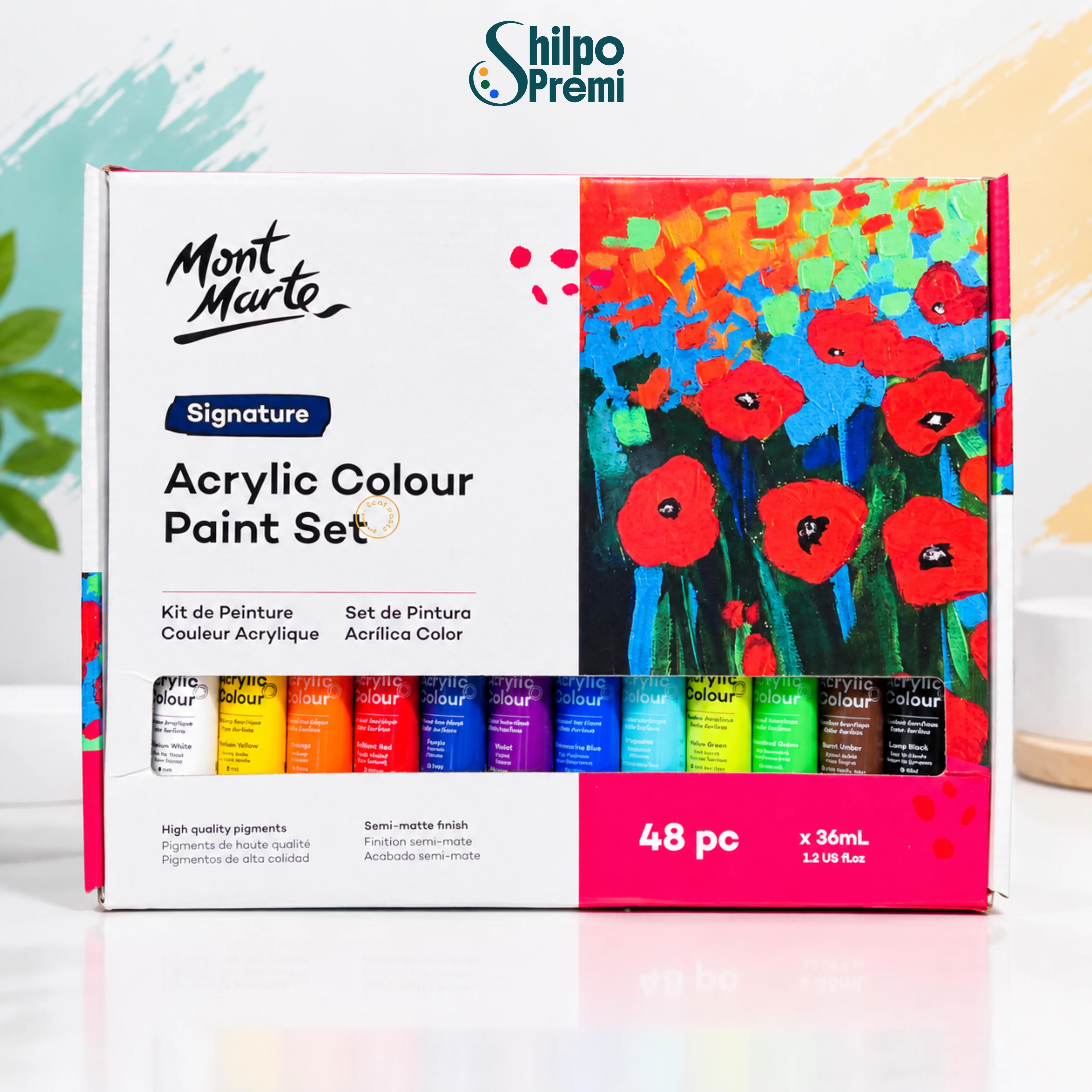 Mont Marte Signature Acrylic Colour Paint Set – 48 × 36ml