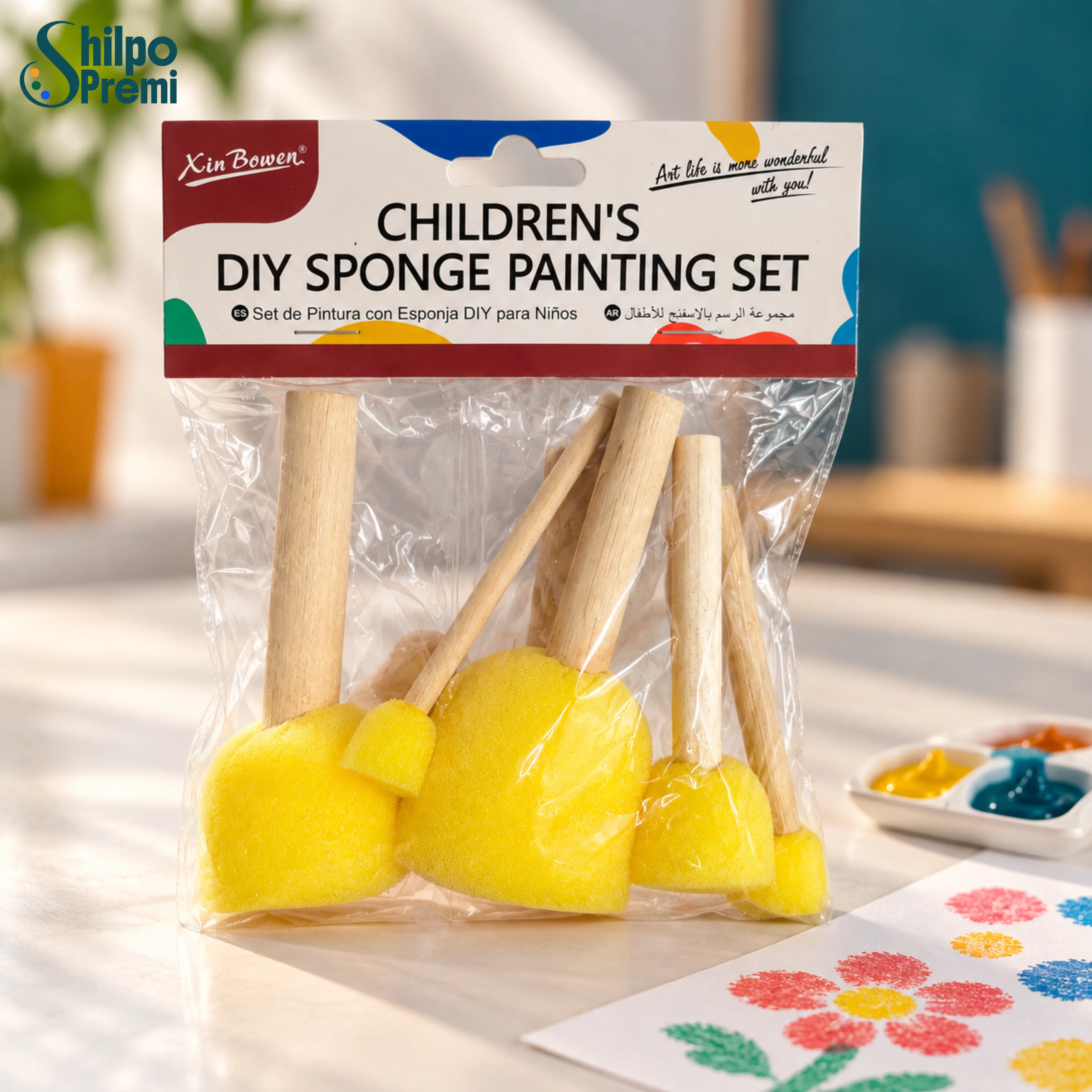 XinBowen Children's DIY Sponge Painting Set – Yellow Foam Daubers