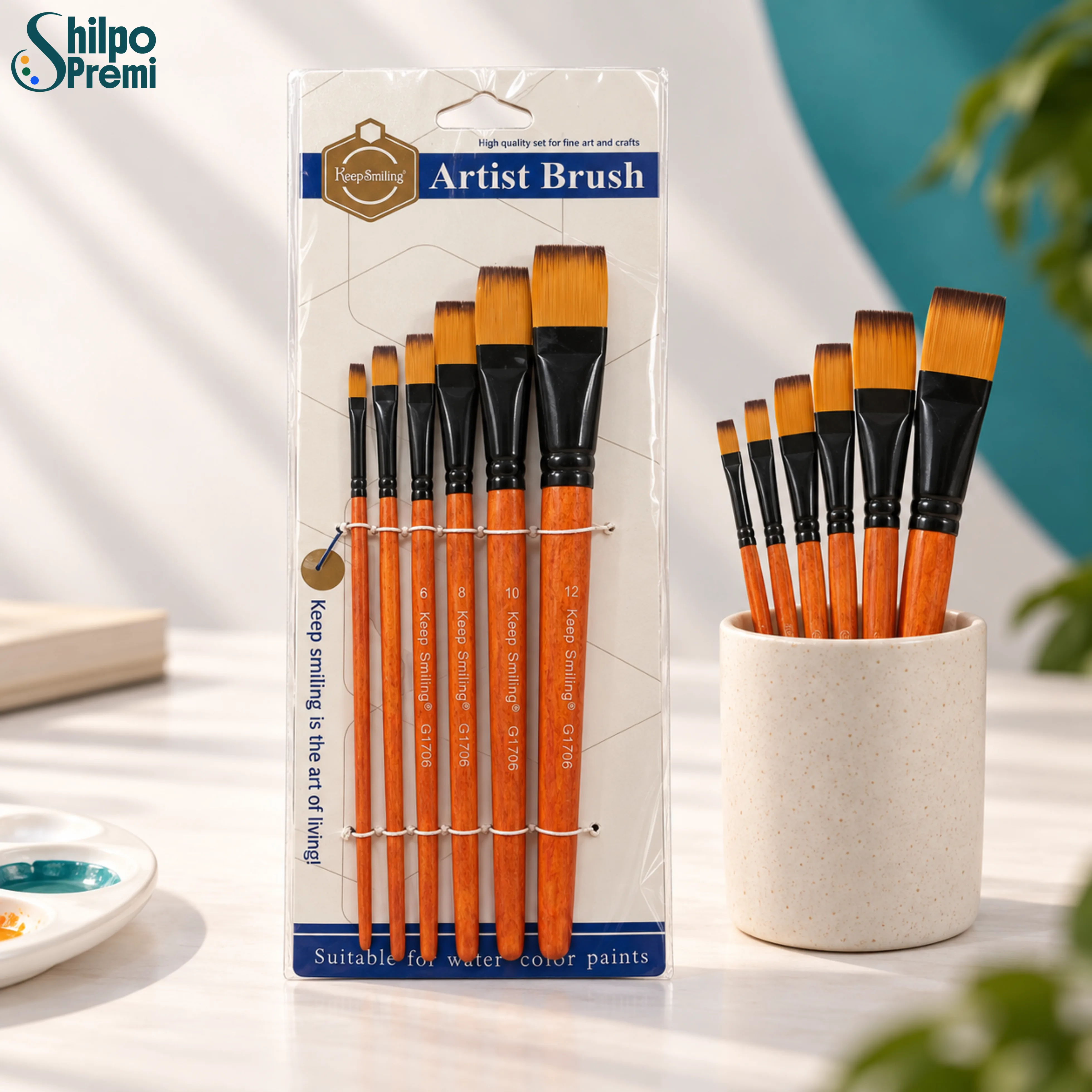 Keep Smiling Artist Flat Brush Set – 6 Pcs (G1706)