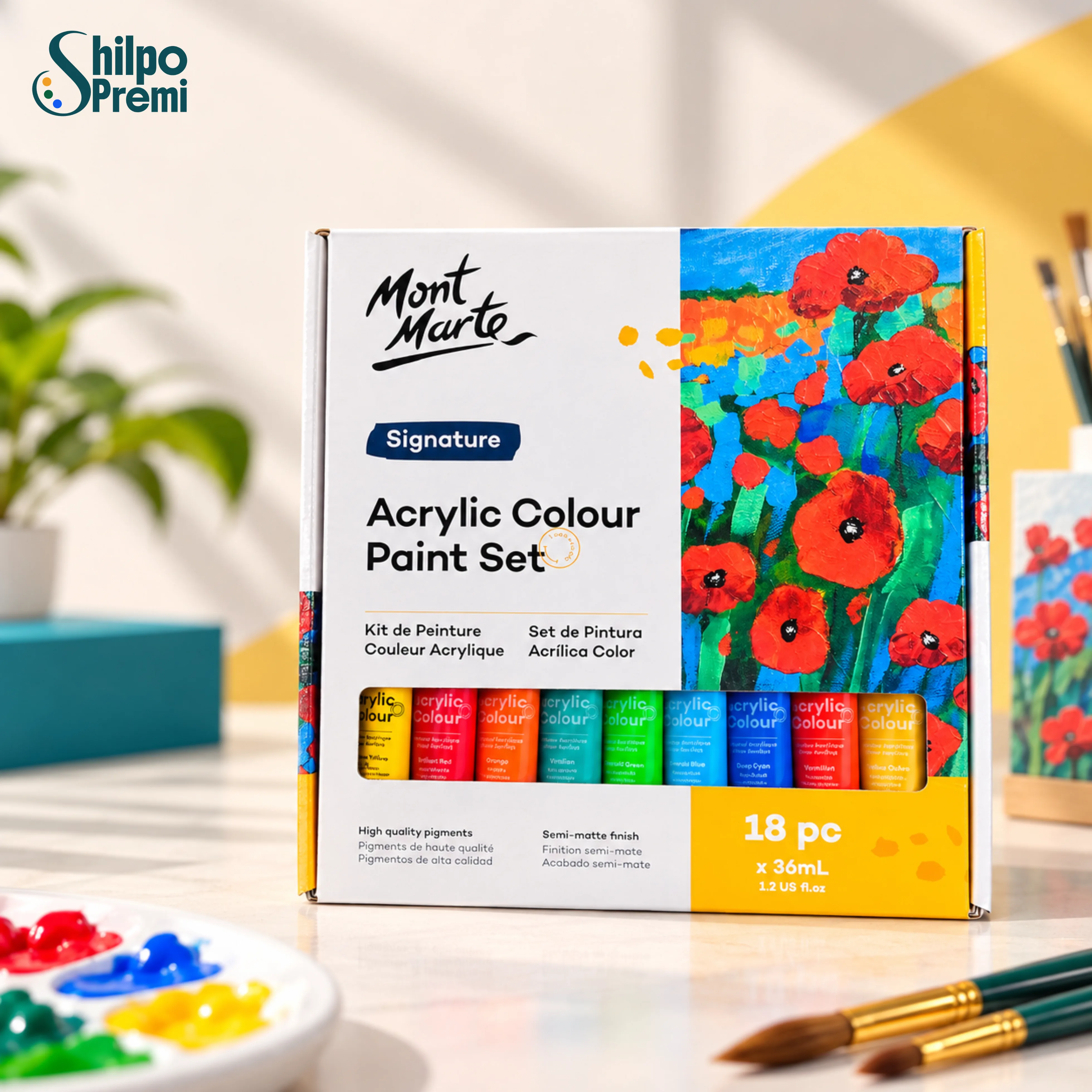Mont Marte Signature Acrylic Colour Paint Set – 18 × 36ml