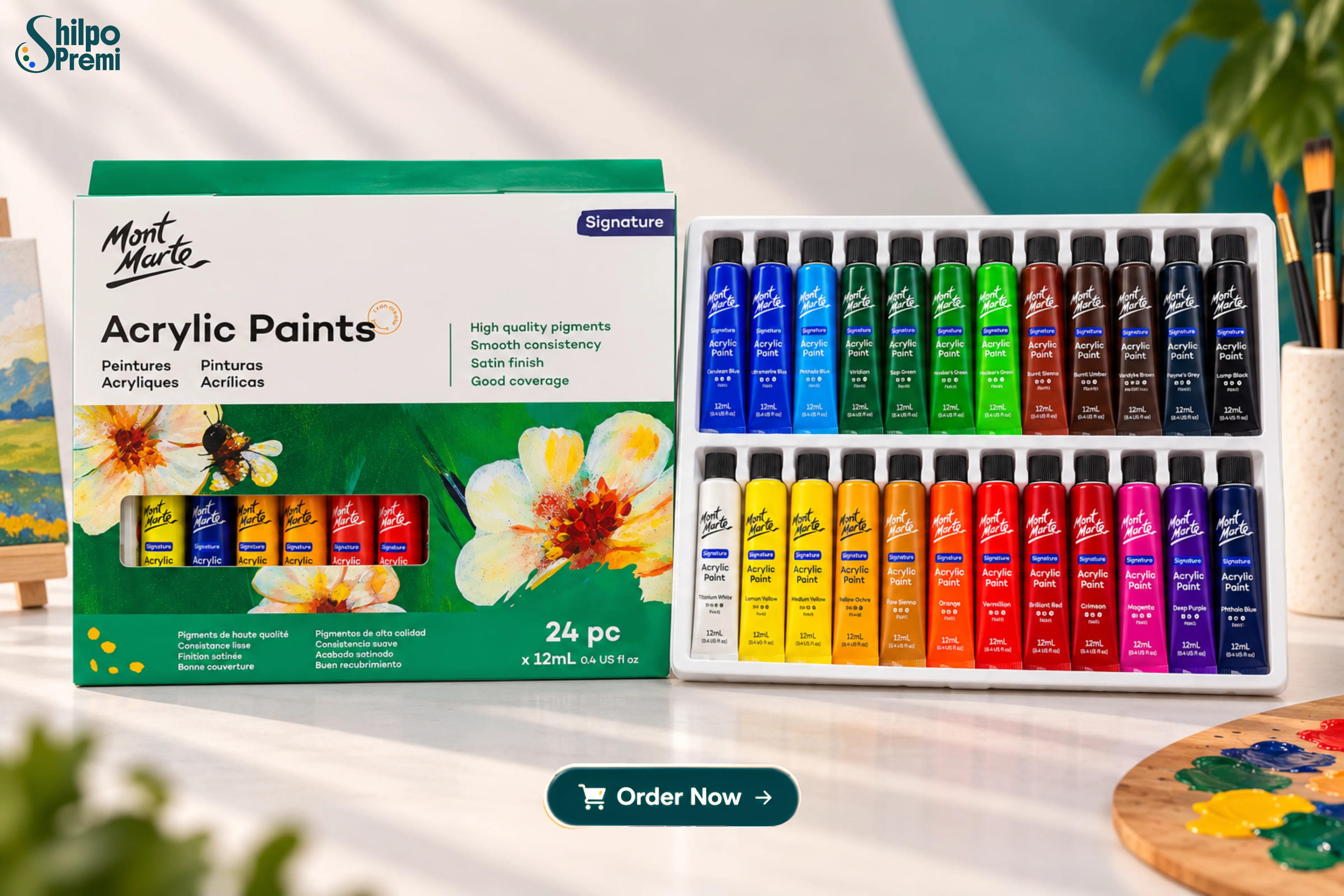 Mont Marte Signature Acrylic Paints Set – 24 × 12ml