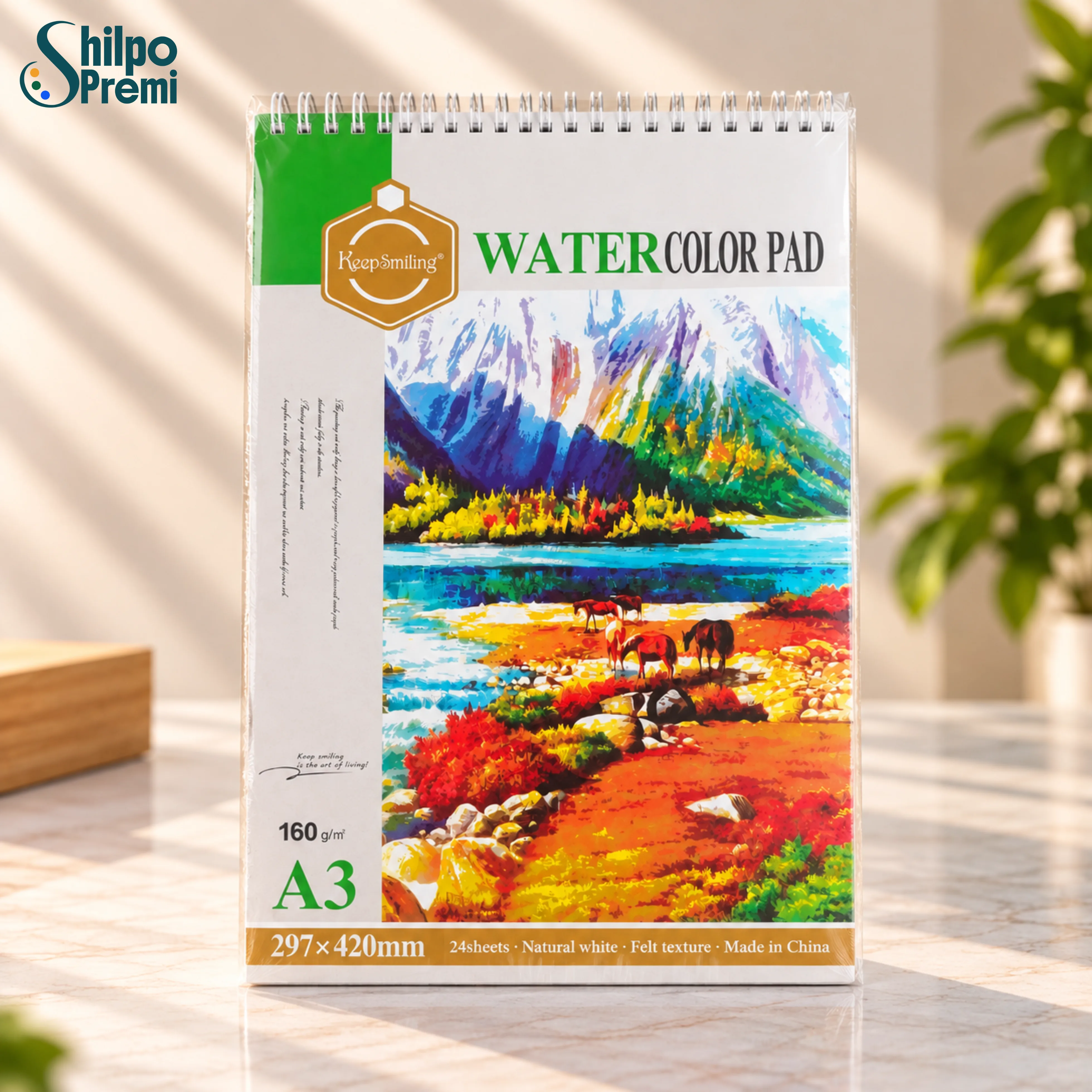Keep Smiling Watercolor Pad A3 – 160 GSM, 24 Sheets