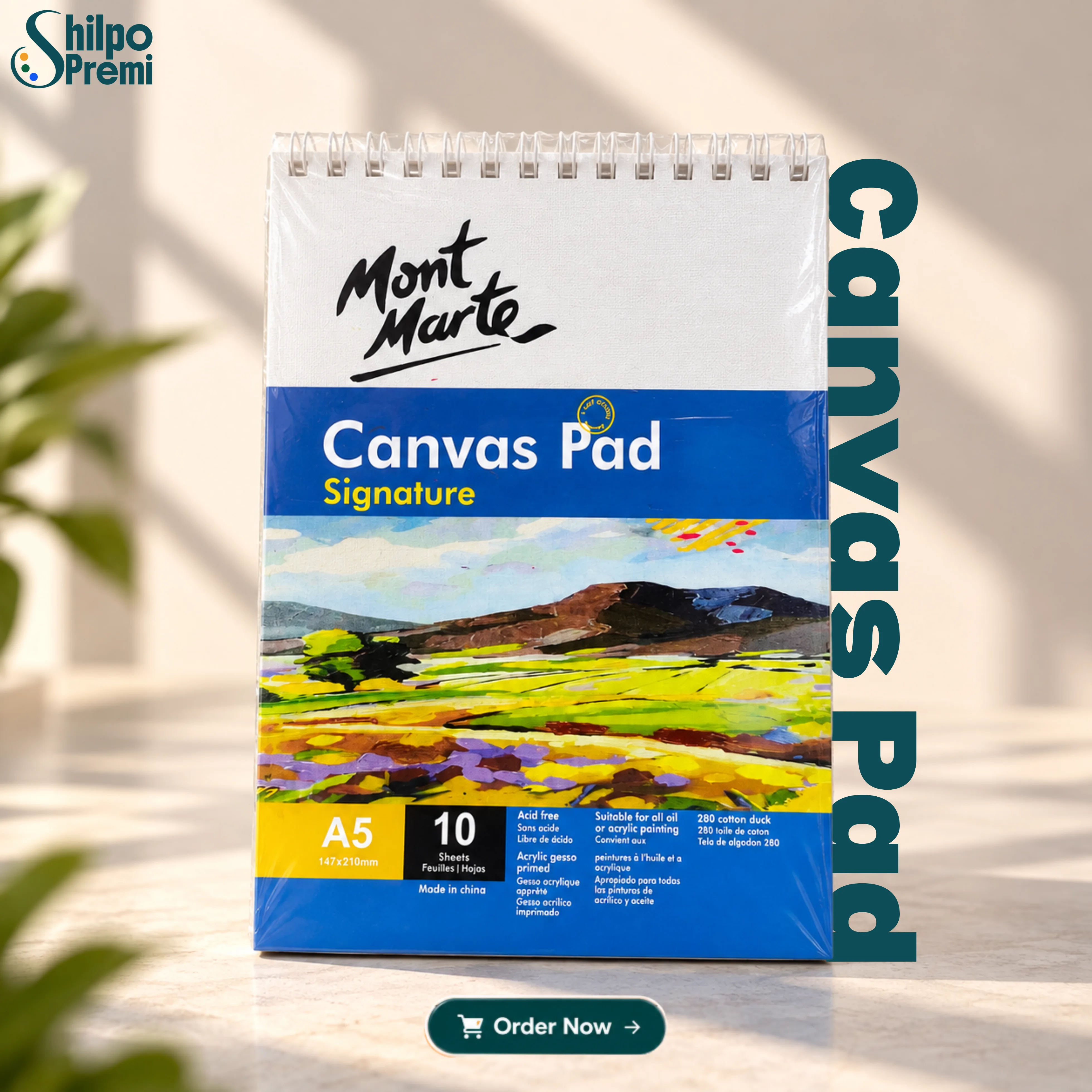Mont Marte Signature Acrylic Canvas Pad A5 – 280 GSM, 10 Sheets
