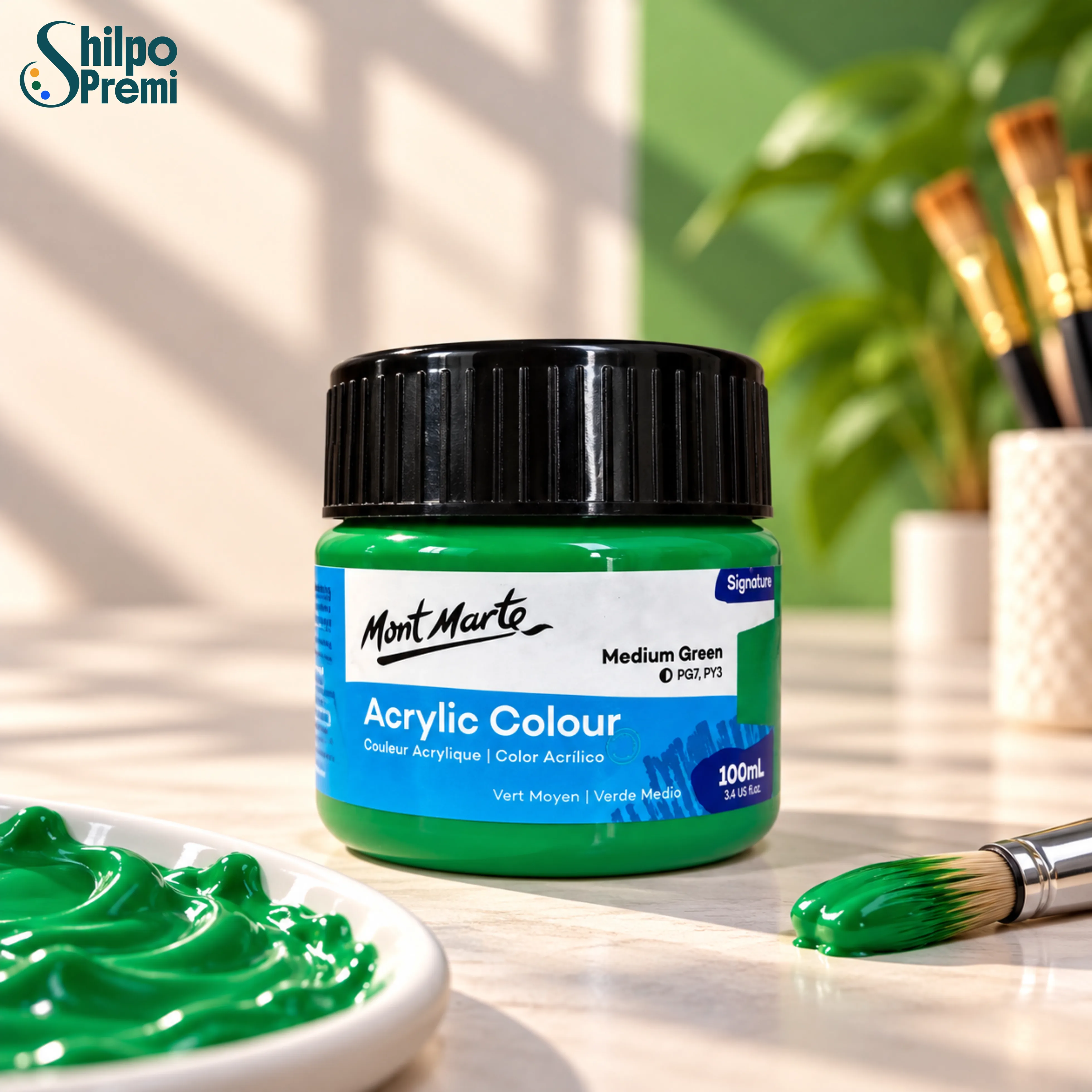 Mont Marte Acrylic Colour Paint Signature – Medium Green, 100ml