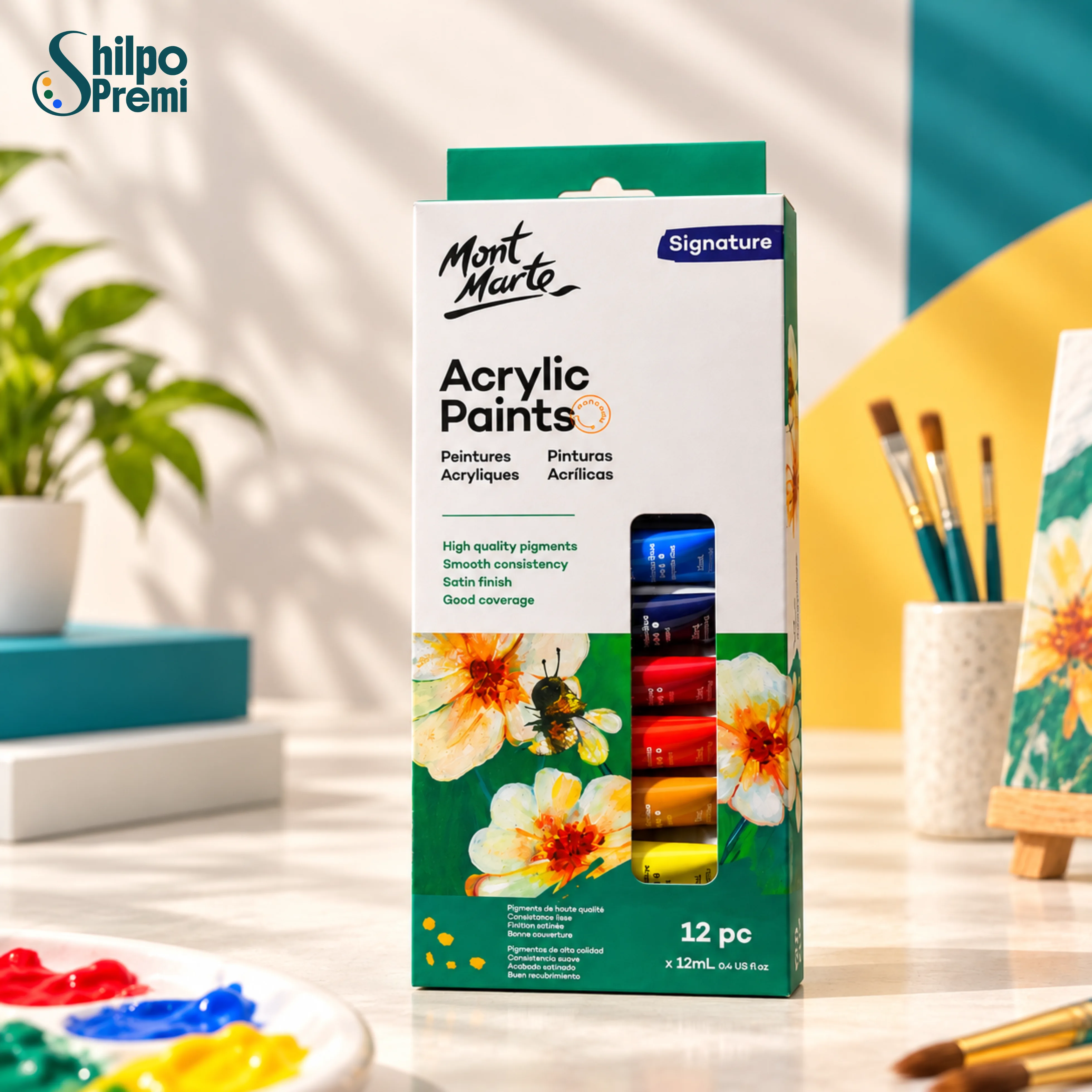 Mont Marte Signature Acrylic Paints Set – 12 × 12ml