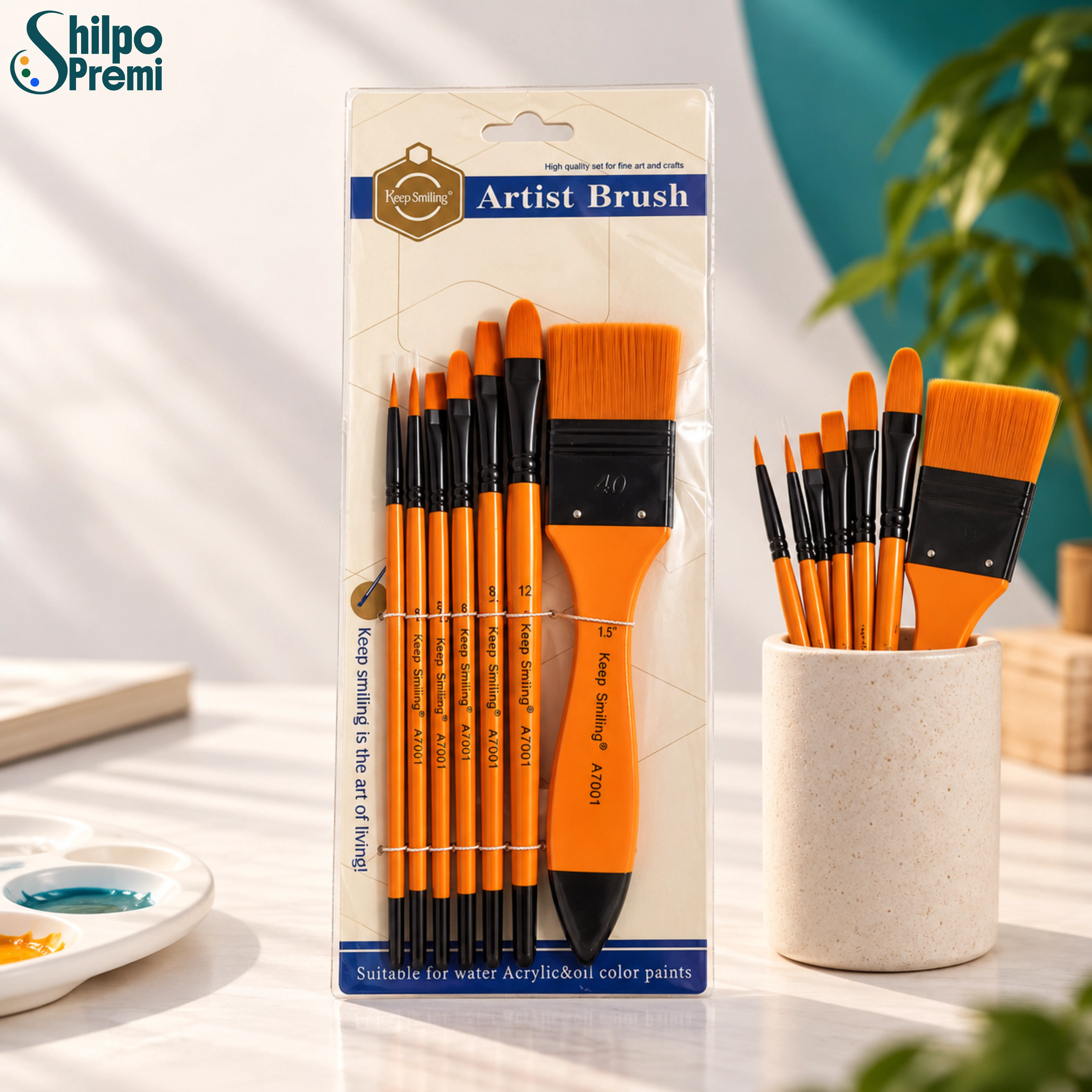 Keep Smiling Artist Paint Brush Set – 7 Pcs (A7001)